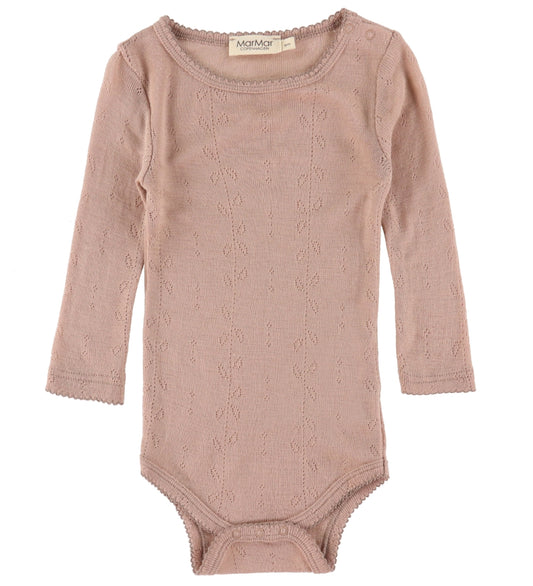 MarMar Romper l/s - Benedikte - Wol - Verbrand Rose - MarMar - 3 jaar (98) - Rompers Lange Mouw