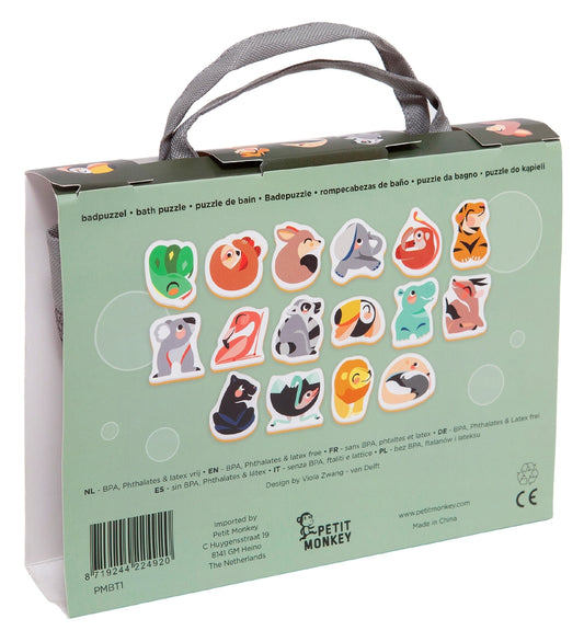 Petit Monkey Badspeelgoed - Puzzel - 16 stk - Wild Animals - Petit Monkey - OneSize - Badspeelgoed