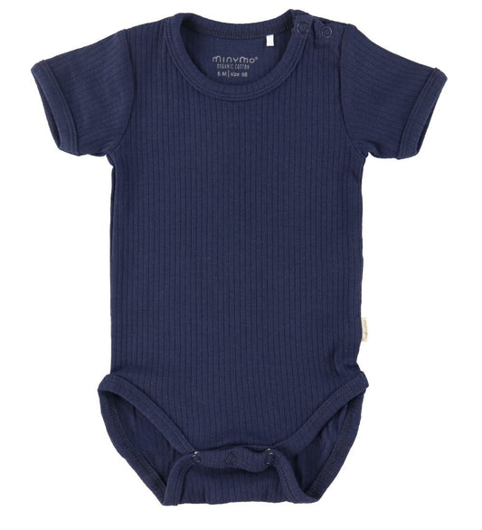 Minymo Rompers s/s - 2-pack - Kobold Blue - Minymo - 68 - Rompers Korte Mouw