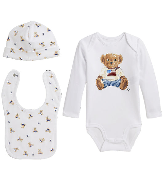 Polo Ralph Lauren Cadeaubox - Babyslabbetje/Muts/Romper l/s - Wi - Polo Ralph Lauren - 68 - Rompers Lange Mouw