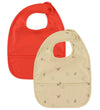 OYOY Slabbetjes - 2-pack - PU - Dino - Boter/Cherry Red - OYOY - OneSize - Slabbetjes