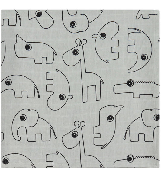 Done by Deer Wikkeldoek - 120x120 cm - 2-pack - Contour Grey - Done by Deer - OneSize - Wikkeldoeken