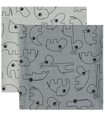 Done by Deer Wikkeldoek - 120x120 cm - 2-pack - Contour Grey - Done by Deer - OneSize - Wikkeldoeken