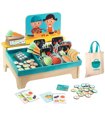 Djeco Klein Marktkraam - Hout - Léa & Milo - Djeco - OneSize - Speelgoedeten