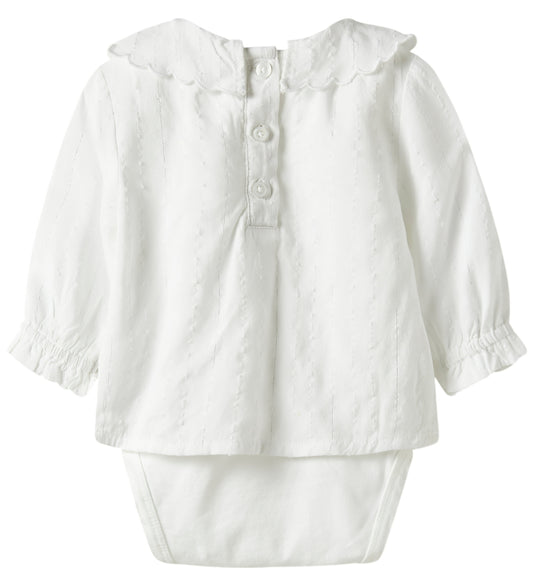 Name It Hemdromper - NbFRixi - Bright White/Lurex - Name It - 62 - Rompers Lange Mouw