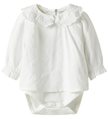 Name It Hemdromper - NbFRixi - Bright White/Lurex - Name It - 62 - Rompers Lange Mouw