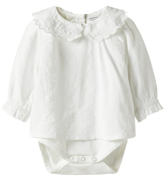 Name It Hemdromper - NbFRixi - Bright White/Lurex - Name It - 62 - Rompers Lange Mouw