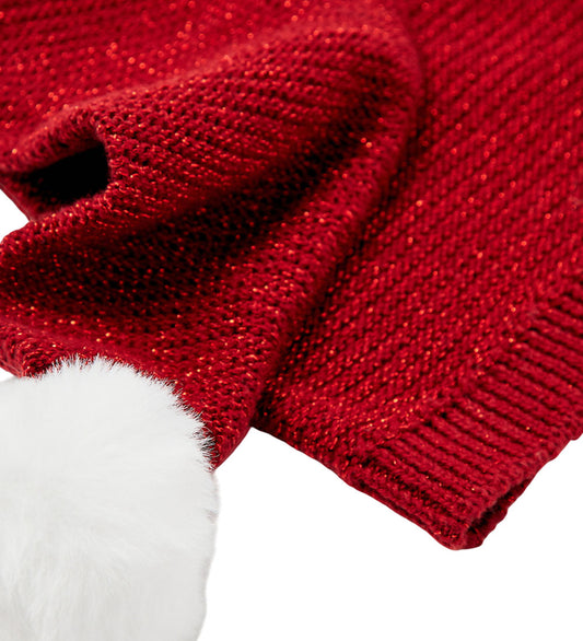 Name It Nissenue - Gebreid - NmnRinjah - Jester Red/W. Red Lurex - Name It - 47-48 cm - Kerstmutsen