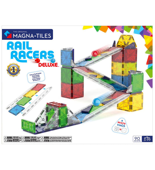 Magna-Tiles Magneetset - 90 Onderdelen - Rail Racer + MicroMAGS - Magna-Tiles - OneSize - Magnetisch speelgoed