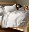 Juna Beddengoed - Daisy - Baby - Wit/Lichtblauw - Juna - Baby - Beddengoed - Baby