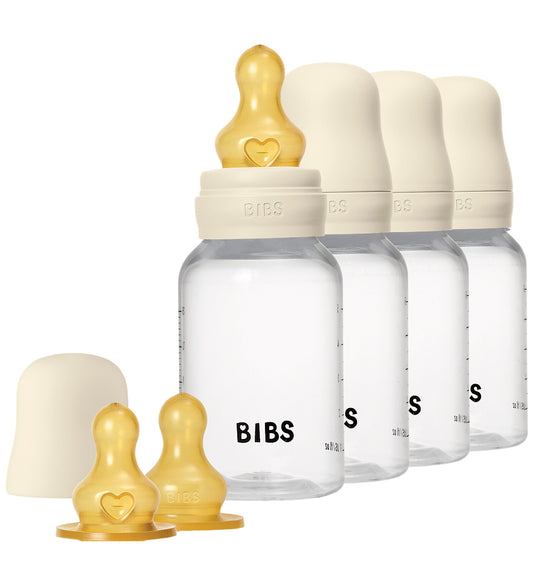 BIBS Babyflessen - 4-pack - 150 ml - Natuurlijk Rubber - Ivory - BIBS - OneSize - Babyflesjes