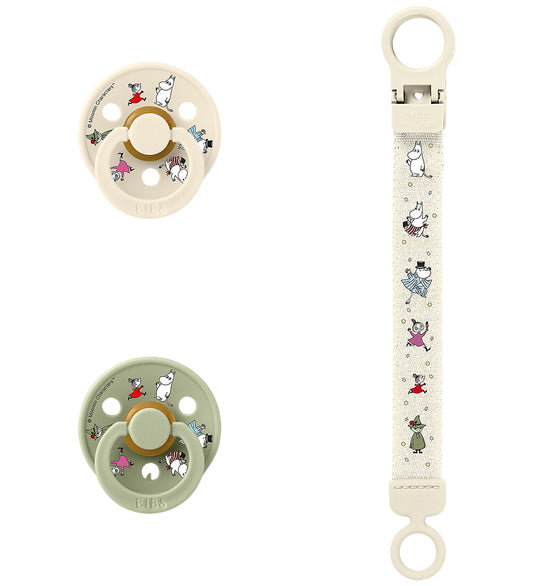 BIBS x Moomins Cadeauset - Fopspenen/Speenketting - Maat 2 - Ivo - BIBS - 6-18 mnd - Fopspenen