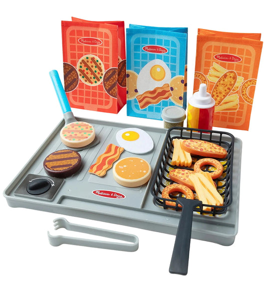 Melissa & Doug Speelgoedeten - 27 Onderdelen - Flip & Fry Grill - Melissa & Doug - OneSize - Speelgoedeten