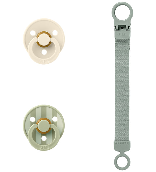 BIBS Colour Cadeauset - Fopspenen/Speenketting - Maat 1 - Sage - BIBS - 0-6 mnd - Fopspenen