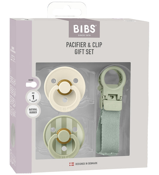 BIBS Colour Cadeauset - Fopspenen/Speenketting - Maat 1 - Sage - BIBS - 0-6 mnd - Fopspenen