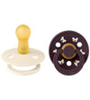 BIBS Colour Fopspenen - Maat 2 - Rond - 2-pack - Bow - Ivory/Plu - BIBS - 6-18 mnd - Fopspenen