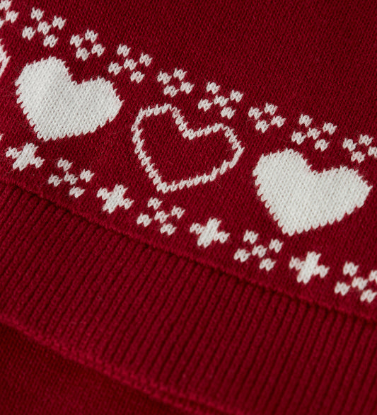 Name It Kerstmuts - Gebreid - NmnRismas - Jester Red/Hearts - Name It - 49-50 cm - Kerstmutsen