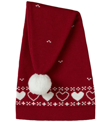 Name It Kerstmuts - Gebreid - NmnRismas - Jester Red/Hearts - Name It - 49-50 cm - Kerstmutsen