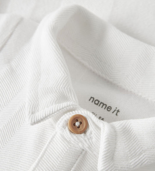 Name It Polo-lichaam l/s - NbmRobo - Bright White - Name It - 56 - Rompers Lange Mouw