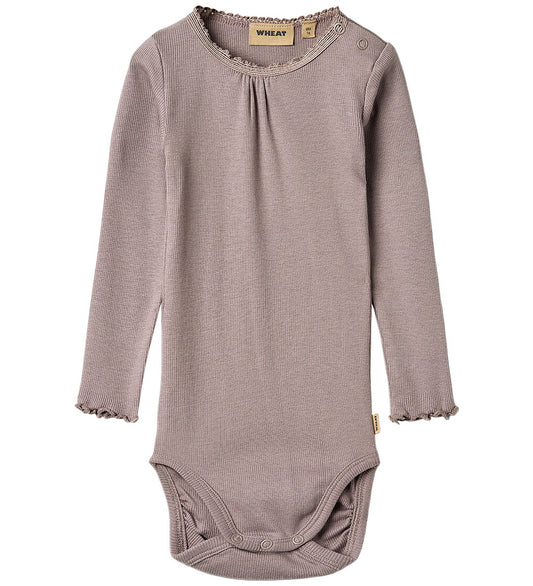 Wheat Romper l/s - Rib - Dusty Purple - Wheat - 2 jaar (92) - Rompers Lange Mouw