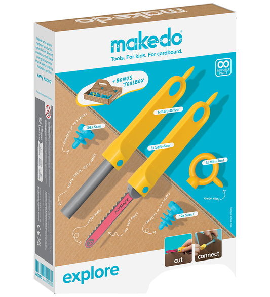 MakeDo Gereedschap voor Karton - Ontdek - 50 Onderdelen - MakeDo - OneSize - Gereedschap