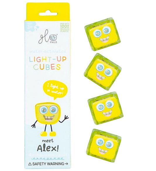 Glo Pals Sensorische kubussen m. Licht - Alex - 4 st. - Geel - Glo Pals - OneSize - Badspeelgoed
