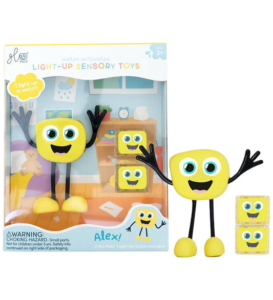 Glo Pals Figuur/Sensorische kubussen m. Licht - Alex - Geel - Glo Pals - OneSize - Badspeelgoed