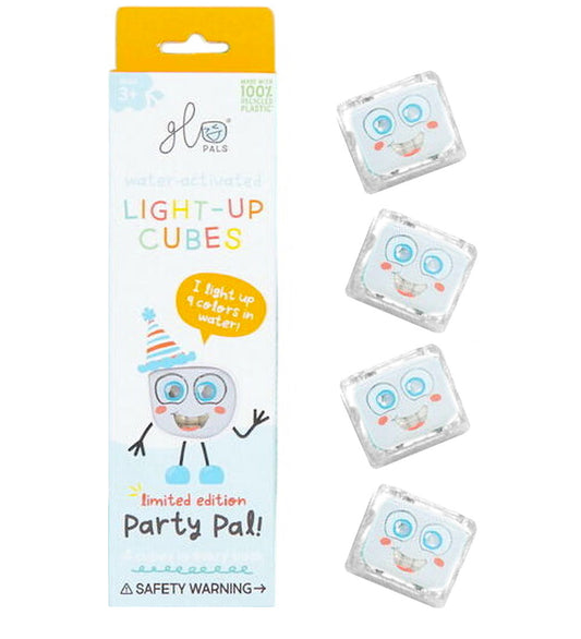 Glo Pals Sensorische kubussen m. Licht - Party Pal - 4 st. - Wit - Glo Pals - OneSize - Badspeelgoed