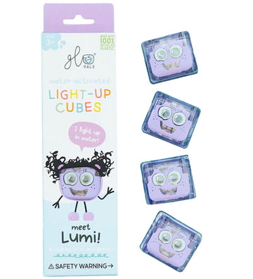 Glo Pals Sensorische kubussen m. Licht - Lumi - 4 st. - Paars - Glo Pals - OneSize - Badspeelgoed