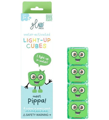 Glo Pals Sensorische kubussen m. Licht - Pippa - 4 st. - Groen - Glo Pals - OneSize - Badspeelgoed