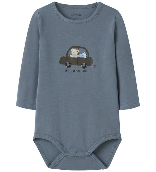 Name It Romper l/s - NbmRemus - Vuursteen Stone - Name It - 50 - Rompers Lange Mouw