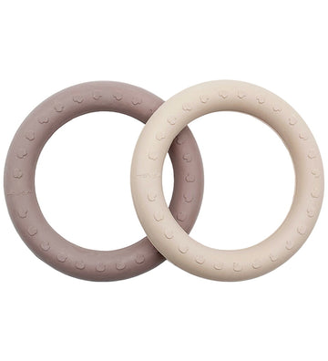 Hevea Bijtring - 2-pack - Zand & Tan Beige - Hevea - OneSize - Bijtringen