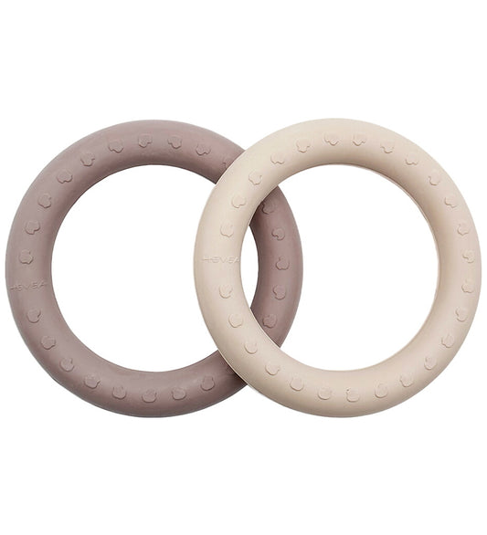 Hevea Bijtring - 2-pack - Zand & Tan Beige - Hevea - OneSize - Bijtringen