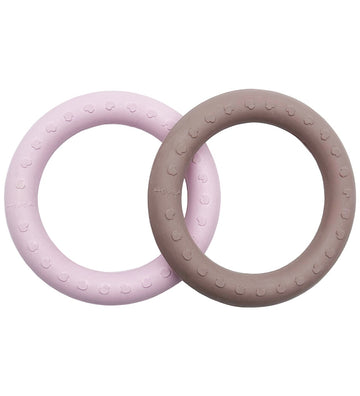 Hevea Bijtring - 2-pack - Powder Roze & Tan Beige - Hevea - OneSize - Bijtringen