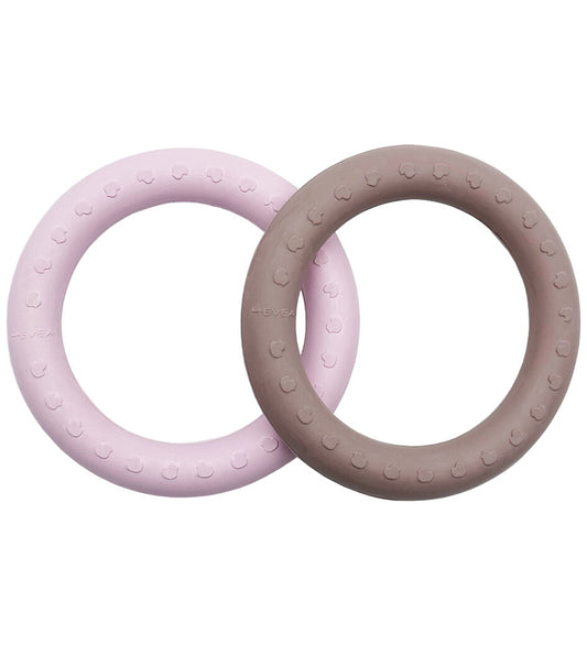 Hevea Bijtring - 2-pack - Powder Roze & Tan Beige - Hevea - OneSize - Bijtringen