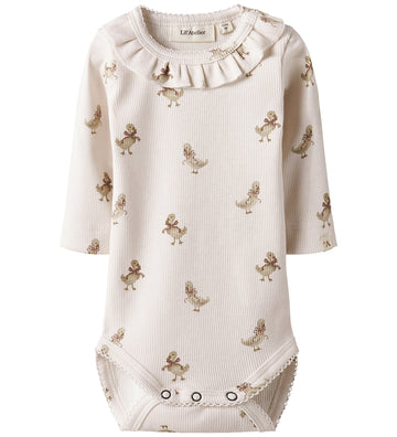 Lil' Atelier Romper l/s - Rib - NbfLavo - Bijna Mauve/Gans - Lil Atelier - 62 - Rompers Lange Mouw