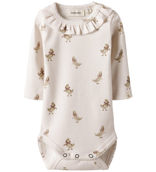 Lil' Atelier Romper l/s - Rib - NbfLavo - Bijna Mauve/Gans - Lil Atelier - 62 - Rompers Lange Mouw
