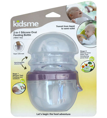 KidsMe Babyflesje/Food Feeder - 2-in-1 - 150ml - Silicone - Plum - KidsMe - OneSize - Babyflesjes