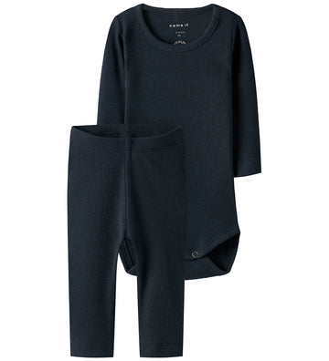 Name It Set - Romper l/s/Leggings - Noos - NbnKab - Dark Sapphir - Name It - 56 - Rompers Lange Mouw