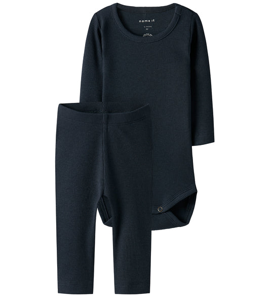 Name It Set - Romper l/s/Leggings - Noos - NbnKab - Dark Sapphir - Name It - 56 - Rompers Lange Mouw