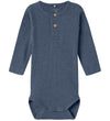 Name It Romper l/s - Rib - NbmKab - Vintage Indigo/Melange - Name It - 68 - Rompers Lange Mouw
