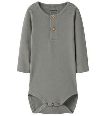 Name It Romper l/s - Rib - NbmKab - Shadow - Name It - 74 - Rompers Lange Mouw
