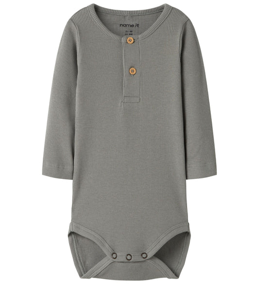 Name It Romper l/s - Rib - NbmKab - Shadow - Name It - 74 - Rompers Lange Mouw