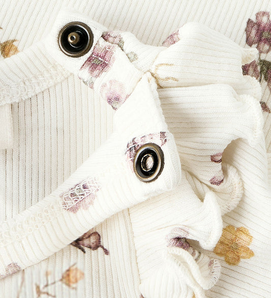Lil' Atelier Romper l/s - NbfGavo - Coconut Melk/Flower Mix - Lil Atelier - 1 jaar (80) - Rompers Lange Mouw