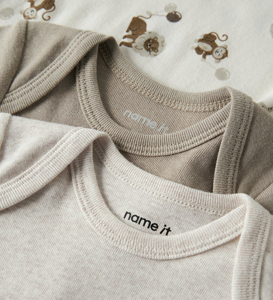 Name It Romper l/s - Noos - 3-pack - Jet Stroom/aluminium - Name It - 1½ jaar (86) - Rompers Lange Mouw