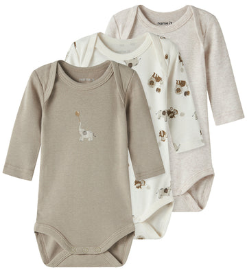 Name It Romper l/s - Noos - 3-pack - Jet Stroom/aluminium - Name It - 1½ jaar (86) - Rompers Lange Mouw