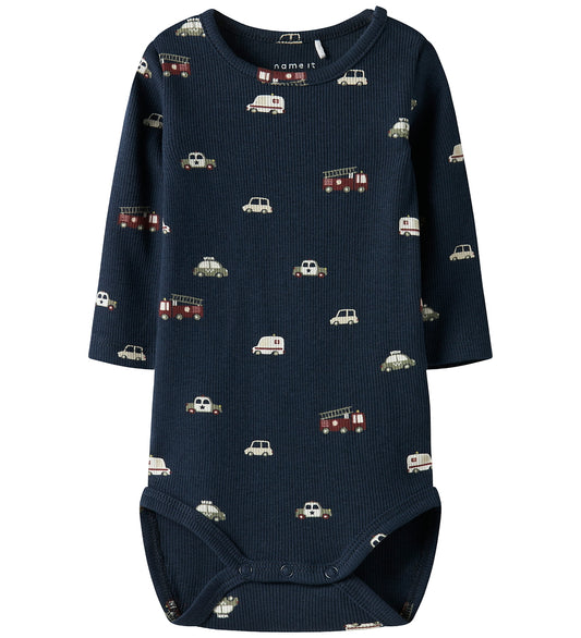 Name It Romper l/s - Rib - NbmThue - Navy Blazer - Name It - 50 - Rompers Lange Mouw