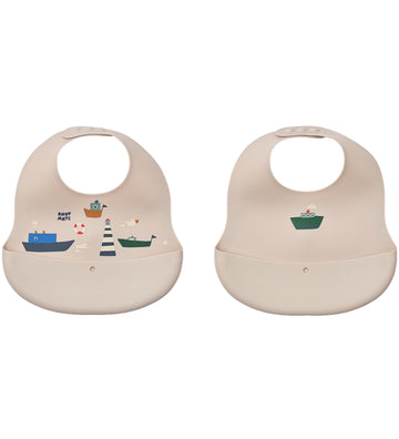Liewood Slabbetjes - Silicone - 2-pack - Ember - Zeilen/Sandy - Liewood - OneSize - Slabbetjes