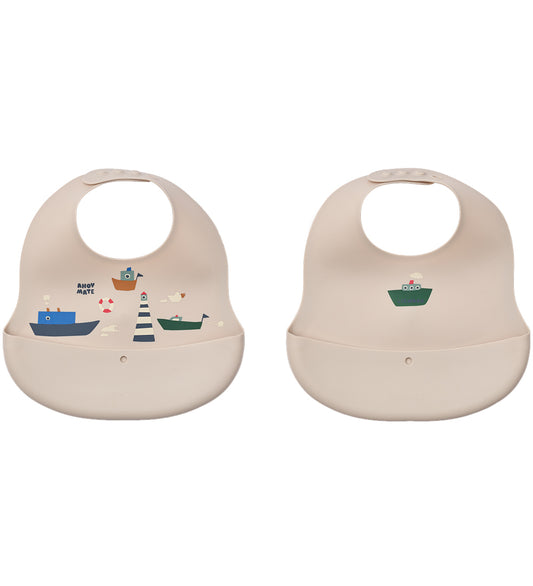 Liewood Slabbetjes - Silicone - 2-pack - Ember - Zeilen/Sandy - Liewood - OneSize - Slabbetjes
