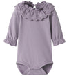 Name It Romper l/s - NbfTroja - Lavender Grijs m. Rushes - Name It - 50 - Rompers Lange Mouw